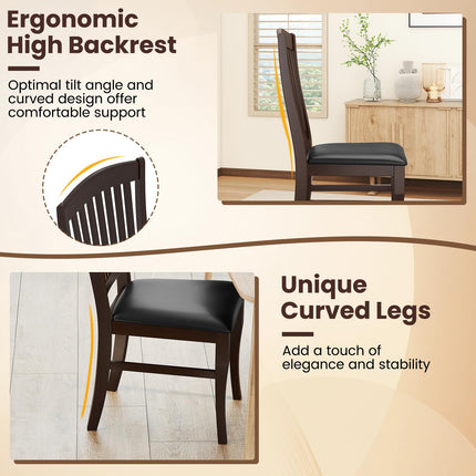 Dreamade Set of 2/4 Wooden PU Leather Upholstered Dining Chairs
