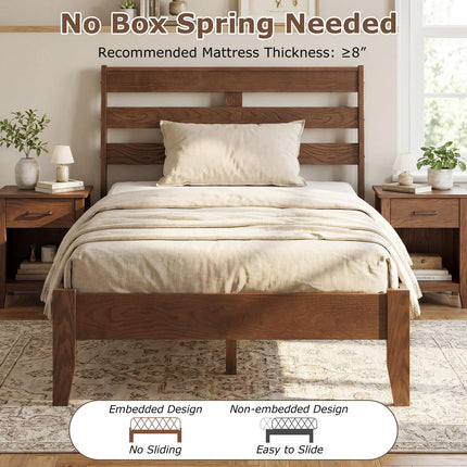 Dreamade Twin Size Bed Frame with Slat Headboard