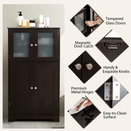 Dreamade Storage Cabinet with Doors - Bathroom Floor Cabinet, Freestanding Tall Cabinet
