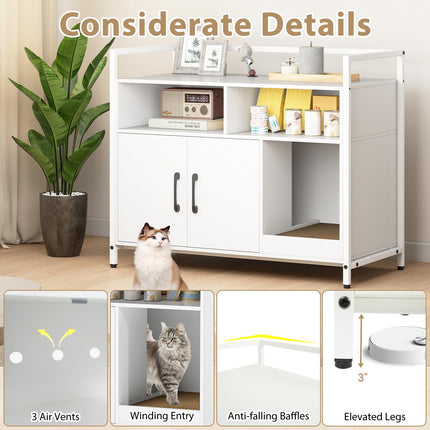 Dreamade Cat Litter Box Enclosure - Cat Washroom Hidden Furniture with Front Entry
