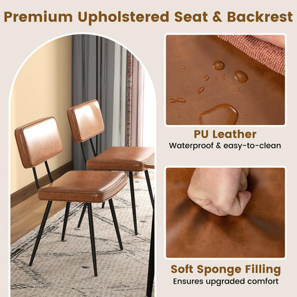 Dreamade PU Leather Dining Chairs Set of 2/4, Upholstered Kitchen Chairs w/Padded Backrest & Seat, Metal Legs