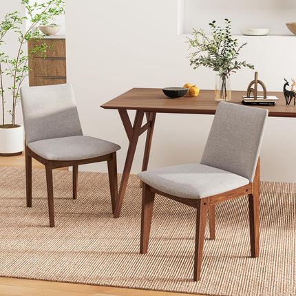 Dreamade Upholstered Dining Chairs Set of 2/4, Linen Fabric Wooden Kitchen Chairs w/Rubber Wood Frame