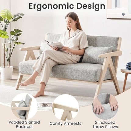 Dreamade Loveseat Sofa with Throw Pillows for Small Spaces