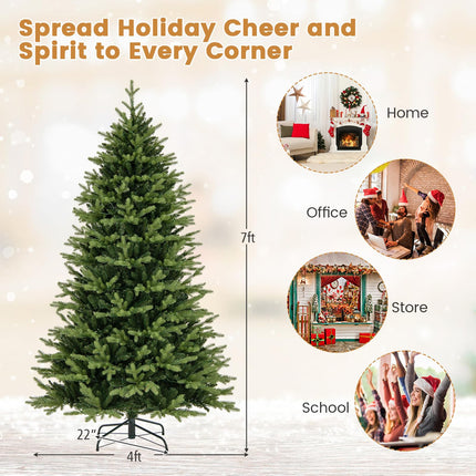 Dreamade 7ft Hinged Xmas Full Tree with 470 Warm White & Multicolored LED Lights