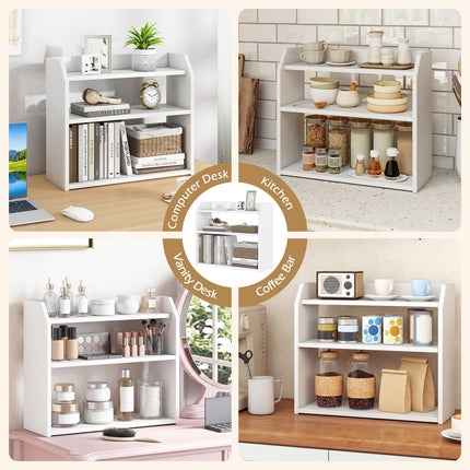 Dreamade 3-Tier Desktop Bookshelf Small Wood Countertop Organizer(1/2)