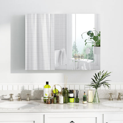 Dreamade Wall Mounted Medicine Cabinet with 3 Frameless Mirrored Doors & Mounting Hardware