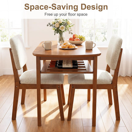 Dreamade Space Saving Kitchen Table and Chairs Set w/Rubber Wood Frame