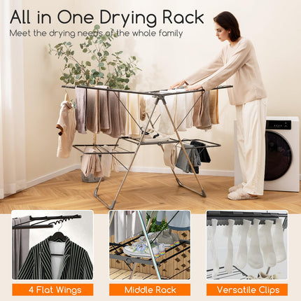 Dreamade Clothes Drying Rack, Foldable Laundry Drying Rack with 33 Drying Rails