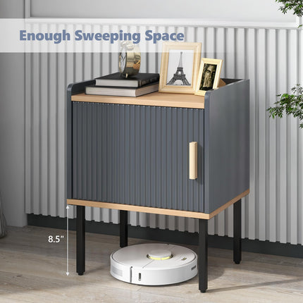 Dreamade Nightstand with Storage, Bedside Table with Single Door Cabinet, Small Space, Gray