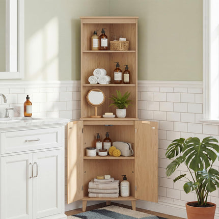 Dreamade 68" Tall Corner Cabinet with Fluted Doors