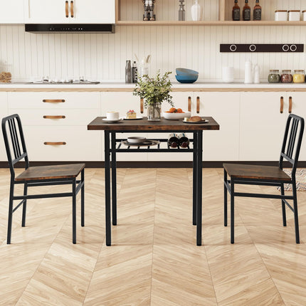 Dreamade 3-Piece Dining Table Set | Rectangular Kitchen Table with Storage Rack and 2 Dining Chairs