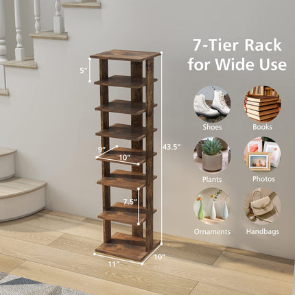Dreamade 8-Tier Vertical Shoe Rack, Corner Shoe Storage Organizer for 7 Pairs, Freestanding Narrow Shoe Rack
