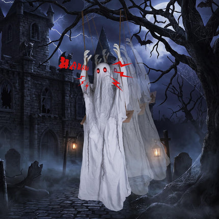 DREAMADE 6.6FT Halloween Hanging Ghost w/Red Eyes