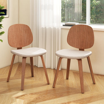 Dreamade Wooden Dining Chairs Set of 2/4 Chenille Fabric Upholstered Kitchen Chair w/Bentwood Frame