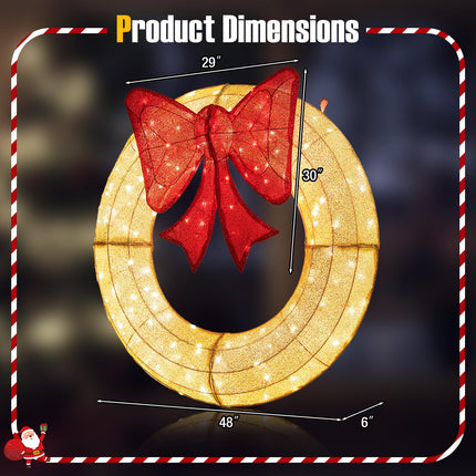 Dreamade 48 Inch Pre-Lit Christmas Wreath, Indoor/Outdoor Xmas Decoration with 200 LED Lights