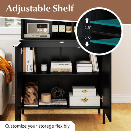 Dreamade 64.5" Kitchen Pantry Cabinet with Charging Station, Tall Buffet Hutch with Storage Cabinets