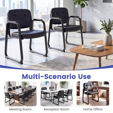 Dreamade Waiting Room Leather Office Reception Chairs with Padded Armrests
