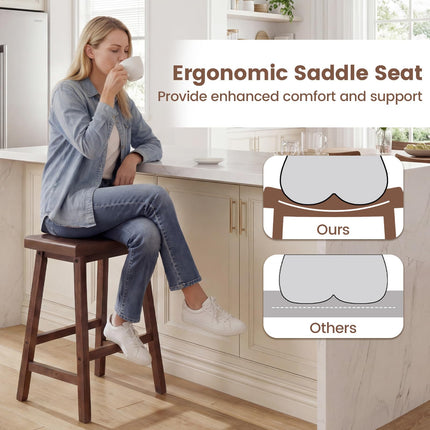 Dreamade 24 Inch Counter Height Saddle Bar Stools with Footrest (2/4)
