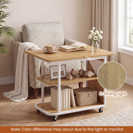 Dreamade 3-Tier Mobile Side Table with Foldable Top & Universal Wheels (1/2)