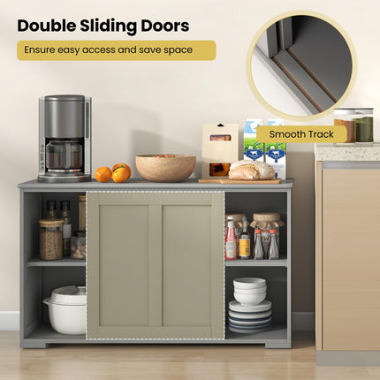 Dreamade Buffet Cabinet with Storage, Coffee Bar Wine Cabinet, Farmhouse Sideboard w/Sliding Door