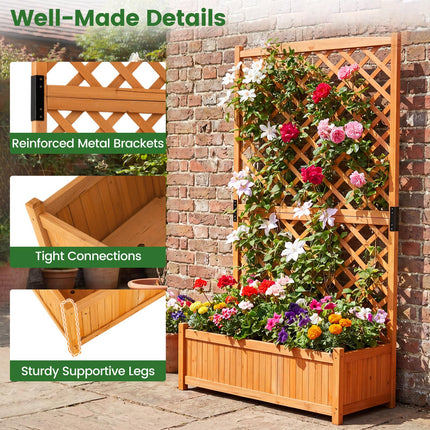 Dreamade 71" Wooden Raised Garden Bed with Trellis (1/2)