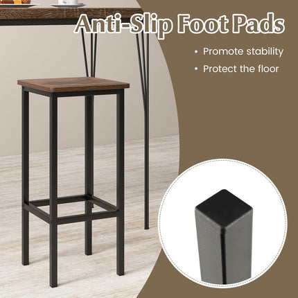 Dreamade Bar Stools Set of 4, 26" Backless Barstools with Metal Legs & Footrest, Breakfast Bar Dining Chairs