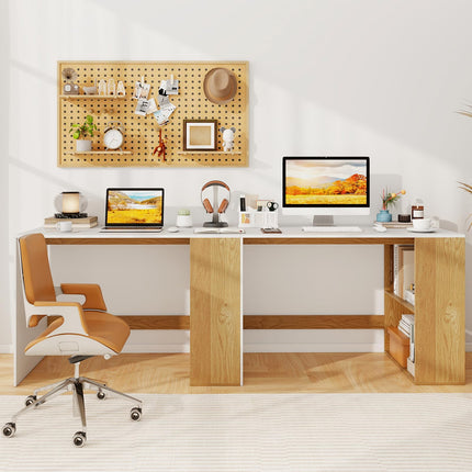 Dreamade 44 Inch Wooden Computer Desk with Bookshelf for Small Space
