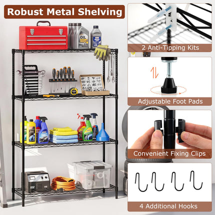 Dreamade 4-Tier/5-Tier Metal Storage Shelving Unit with V-Shaped Wire Rack