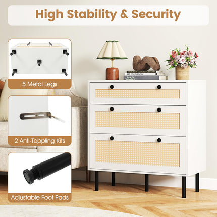 Dreamade 3 Drawer Dresser for Bedroom - Closet Chest Organizer with Anti-toppling Device