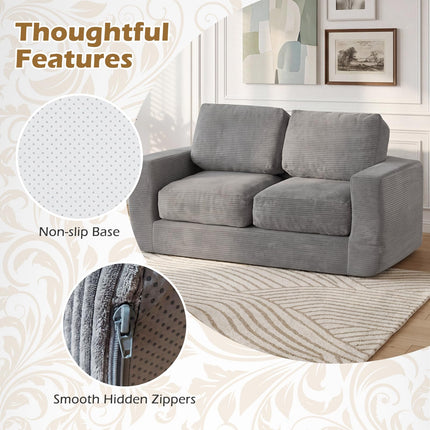 Dreamade 2-Seater Floor Couch with Removable Corduroy Cover