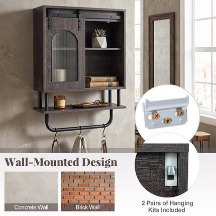 Dreamade Bathroom Wall Cabinet with Sliding Barn Door