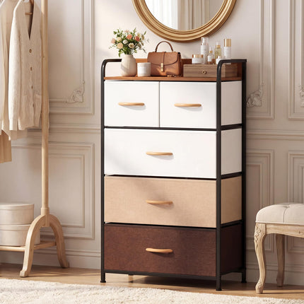 Dreamade 5-Drawer Fabric Dresser with Removable Fabric Bins
