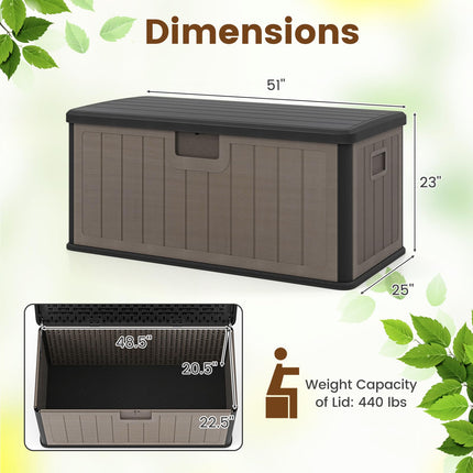 Dreamade 100 Gallon Deck Box, Waterproof Resin Box with Lockable Lid