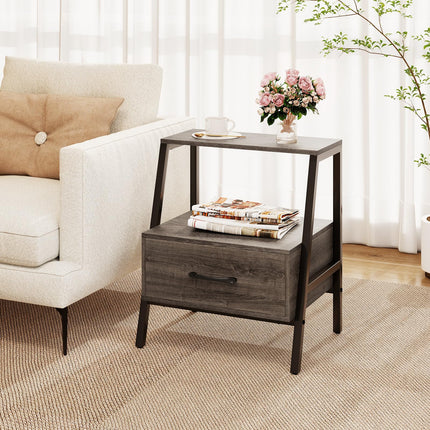 Dreamade Farmhouse Nightstand with Drawer Set of 1/2
