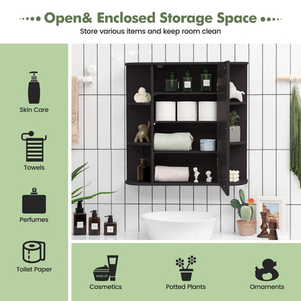Dreamade Medicine Cabinet, Mirror Bathroom Cabinet with Single Door, 3 Adjustable Shelves, Storage Cabinet for Hallway, Living Room