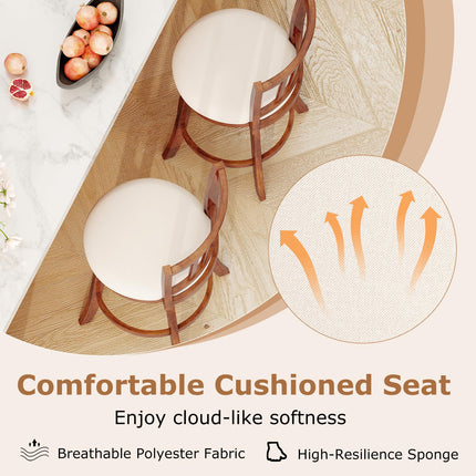 Dreamade 25" Counter Height Stools Set of 2/4 with Rubber Wood Legs & Footrest & Upholstered Seat