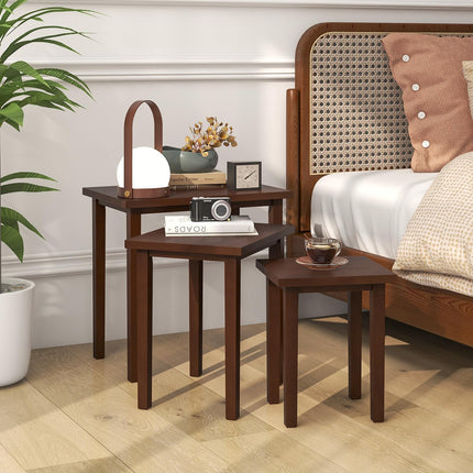 Dreamade Nesting Tables Set of 3, Farmhouse Stacking Side Tables with Rubber Legs