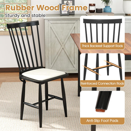 Dreamade Windsor Dining Chairs Set of 2/4 Farmhouse Wooden Kitchen Chair