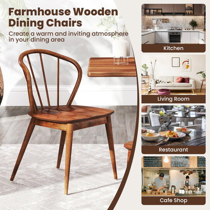 Dreamade Wooden Dining Chairs Set of 2/4, Windsor Kitchen Chairs w/High Spindle Back & Rubber Wood Legs