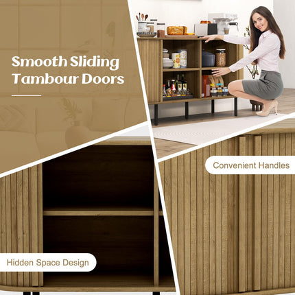 Dreamade Kitchen Storage Cabinet, 47” Buffet Cabinet with Storage, Wooden Sideboard w/ 2 Sliding Tambour Doors