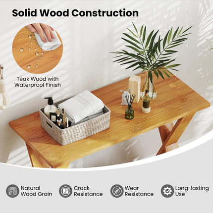 Dreamade Solid Teak Wood Console Table