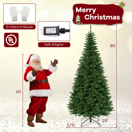 Dreamade 8 FT 270° Pre-Lit Corner Christmas Tree for Wall, Artificial Hinged Xmas Tree with 360 Warm White LED Lights