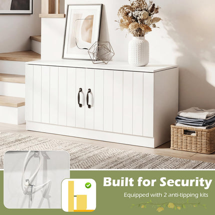 Dreamade 2-Door Shoe Storage Bench Wooden Entryway Bench