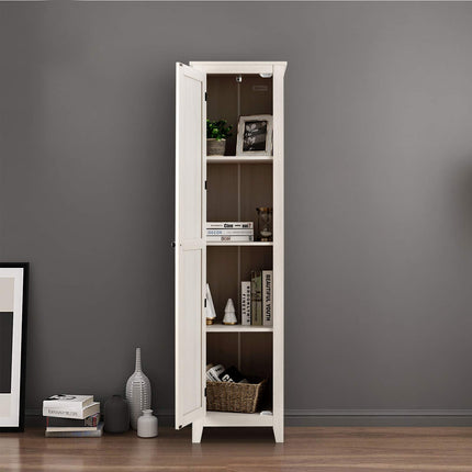 Dreamade Tall Storage Cabinet Freestanding Floor Storage Tower with Four Shelves and Single Door