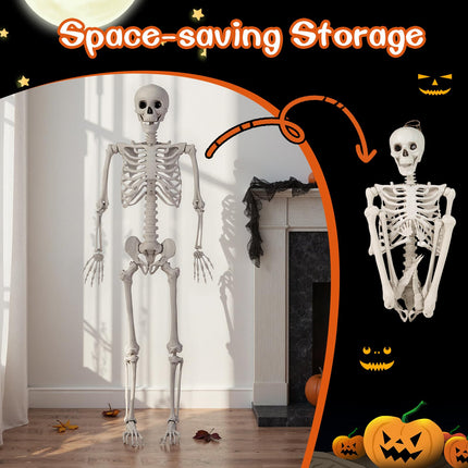 DREAMADE 5.4 FT Life-Size Halloween Skeleton | 7 Movable Joints for Custom Poses