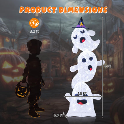Dreamade 4 Ft Halloween Decorations Outdoor Stacked Ghosts, Free-Standing Cute Yard Decorations