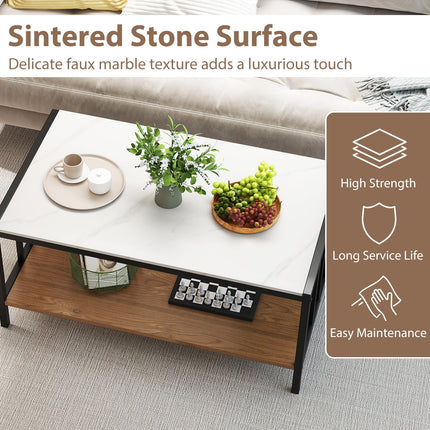 Dreamade 2 Tier Coffee Table with Storage for Living Room