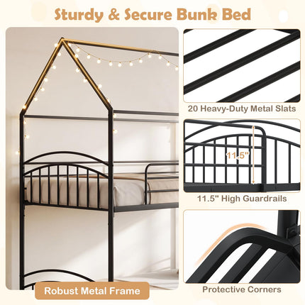 Dreamade Twin Over Twin Bunk Bed with Slide & Ladder for Boys Girls