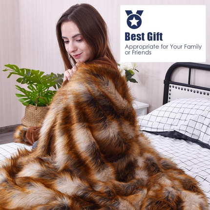 Faux Fur Throw Blanket, Ultra Soft Fuzzy Bed Blankets