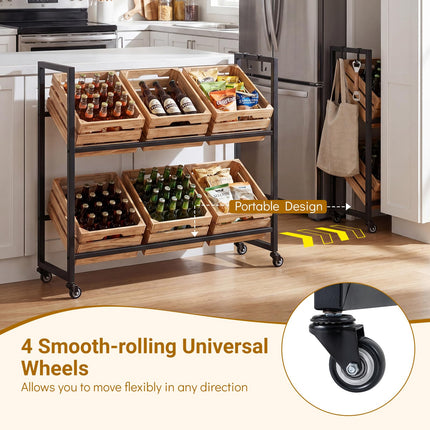 Dreamade 2-Tier Drink Crate Rack with 4 Universal Wheels